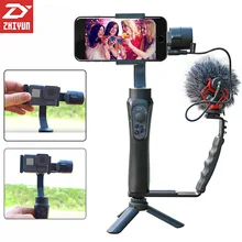 Zhiyun Smooth Q 3 Axis Smartphone Gimbal Stabilizer Selfie Steadicam Set with Microphone Tripod for iPhone 8 Samsung Gopro Sjcam