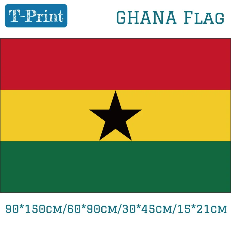 

Free shipping Ghana National Flag 90*150cm/60*90cm/30*45cm/15*21cm For National Day Event World Cup