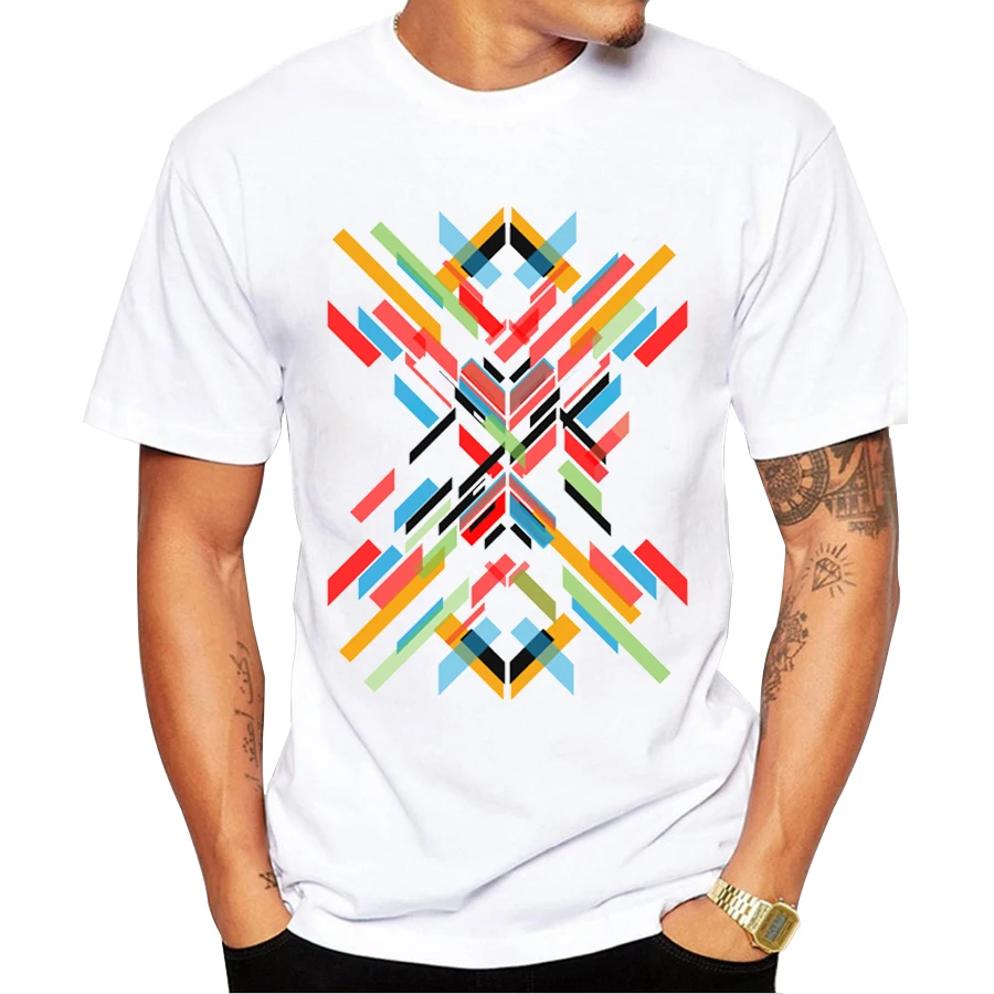 Модная мужская футболка в стиле ретро с принтом дерева/записи, Повседневная футболка с коротким рукавом, хипстерские футболки с фрактальным узором, крутые Топы - Цвет: 1317