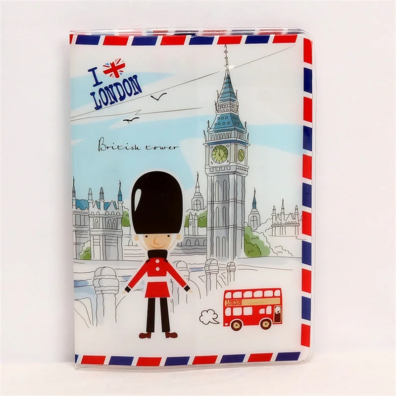 Елизаветы башня с отделением для паспорта, тонкая кожа ПВХ лондонским Биг Беном заграничного паспорта Обложка для кредитных карт ID держатель для карт Размеры: 10*14 см
