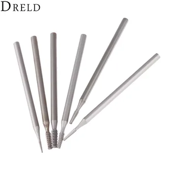 

DRELD 6Pcs Dremel Accesories Stone Jade Engraving Knife Carving Tool 2.35mm Shank Diamond Grinding Head Inclined Teeth Needle