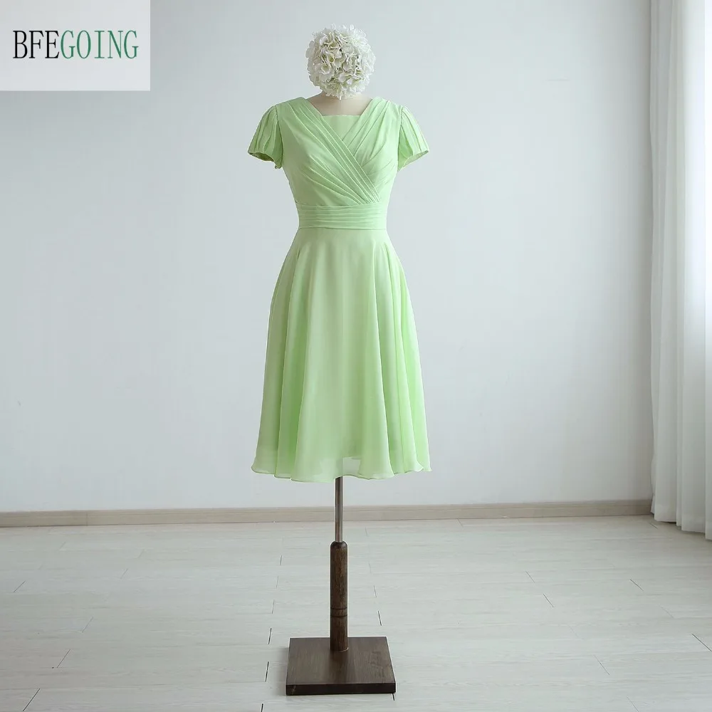 

Шифоновые трапециевидные Свадебные платья для матери невесты, платья до колена с коротким рукавом, реальные/оригинальные фотографии, изготовление на заказ