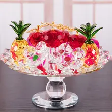Artificial Enfeites de Cristal Girando Presentes Artesanato Presentes de Decoração Para Casa Ornamentos Ornamentos Prato de Frutas Maçã