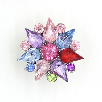 

20pcs Wholesale Metal Alloy Button DIY Crystal Colorful Sparkle Flower Button Fit 18mm Snap Button Bracelet Necklace Jewelry