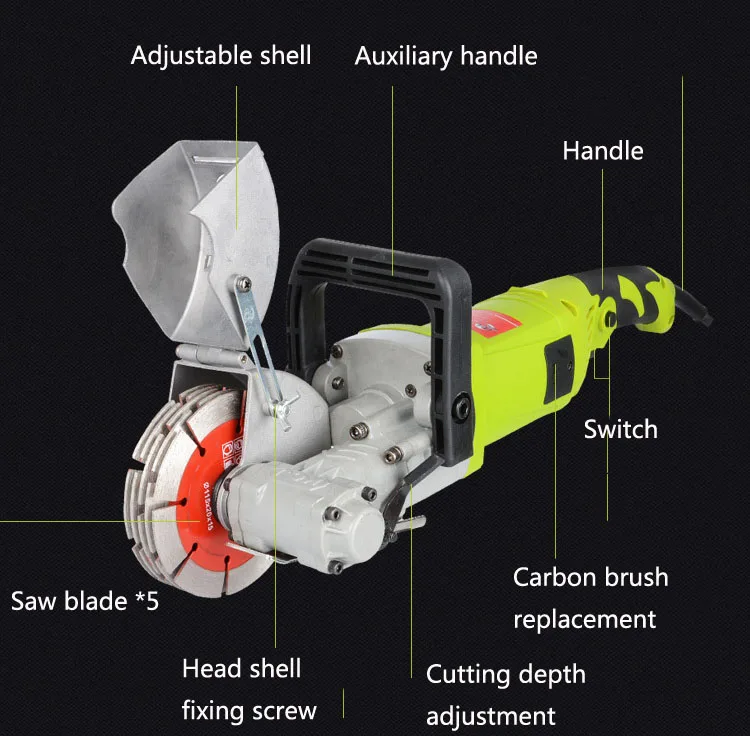 Новинка 220 В 4000 Вт Электрический штроборез для стен паз для резки стены долбежный станок 33 мм+ 5 лезвий