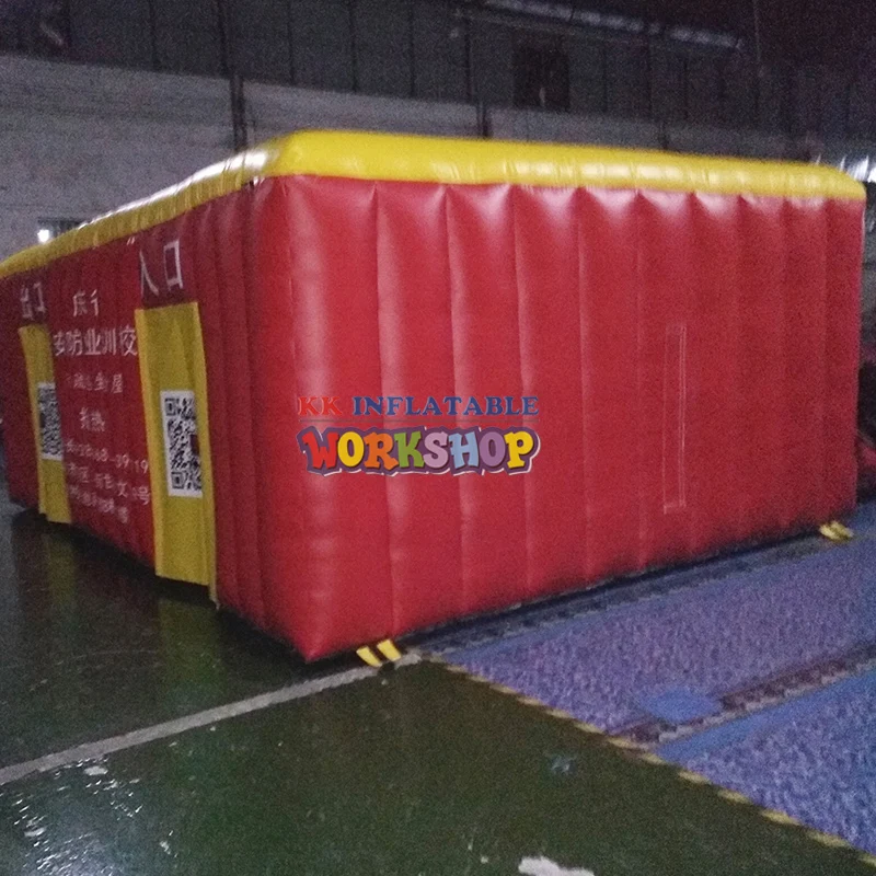  6*4m PVC Air rescue equipment inflatable fire safety tent simulated smoke room escape tent