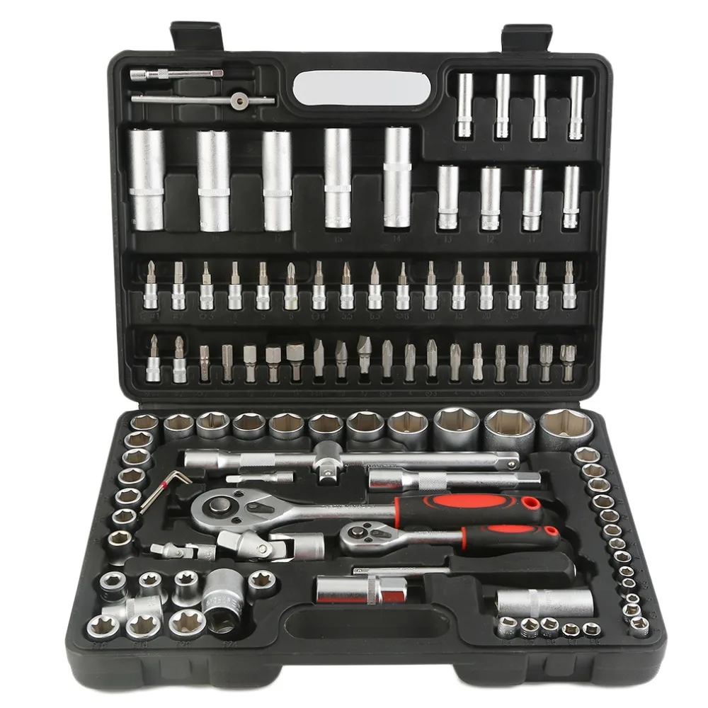 

OUTAD 108PCs/Set Hand Tools for Car Repair Ratchet Spanner Wrench Socket Set Professional Repair Tool Kits Hand Tool Set