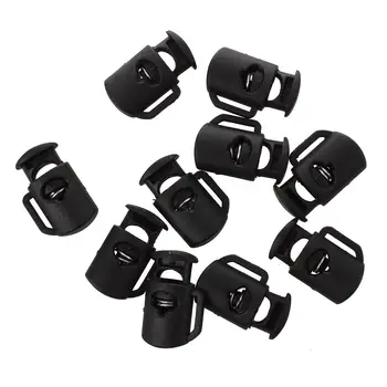 

10 Pcs 8mm Single Hole Rope Cord Locks Ends Drawstring Toggles Black