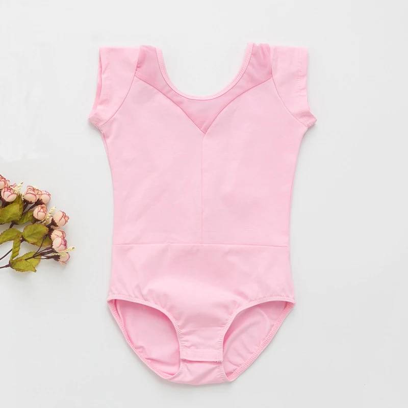 

Gymnastics Leotard Ballet Dress For Girls Kids Short Sleeve Open Closed Crotch Spandex Cotton Dance Wear Dresses Bodysuit D019