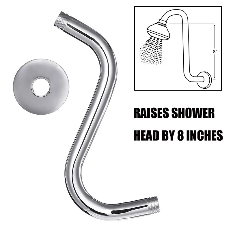 Stainless Steel Extension Shower Arm S-Curved Goose Neck Shower Extension Arms Universal Showering Components