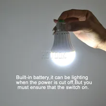HOTOOK LED Emergency Light E27 7W 9W 12W Smart Bulb Rechargeable Battery lighting Lamp for home indoor lighting bombillas