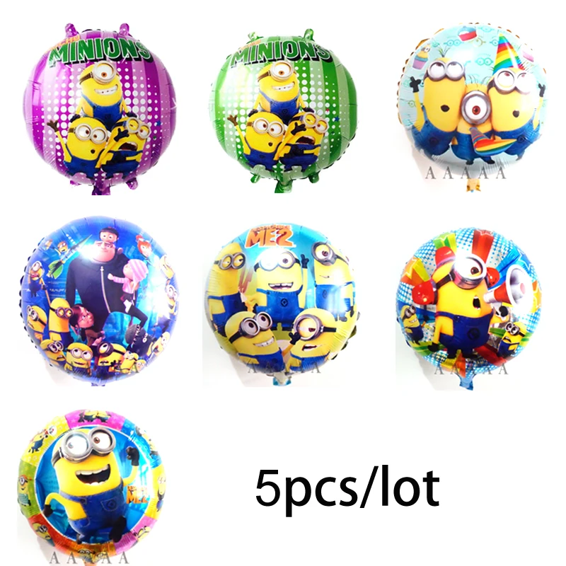 

5pcs minions foil balloons 18inch round style minions balloon for birthday party supply kids toys