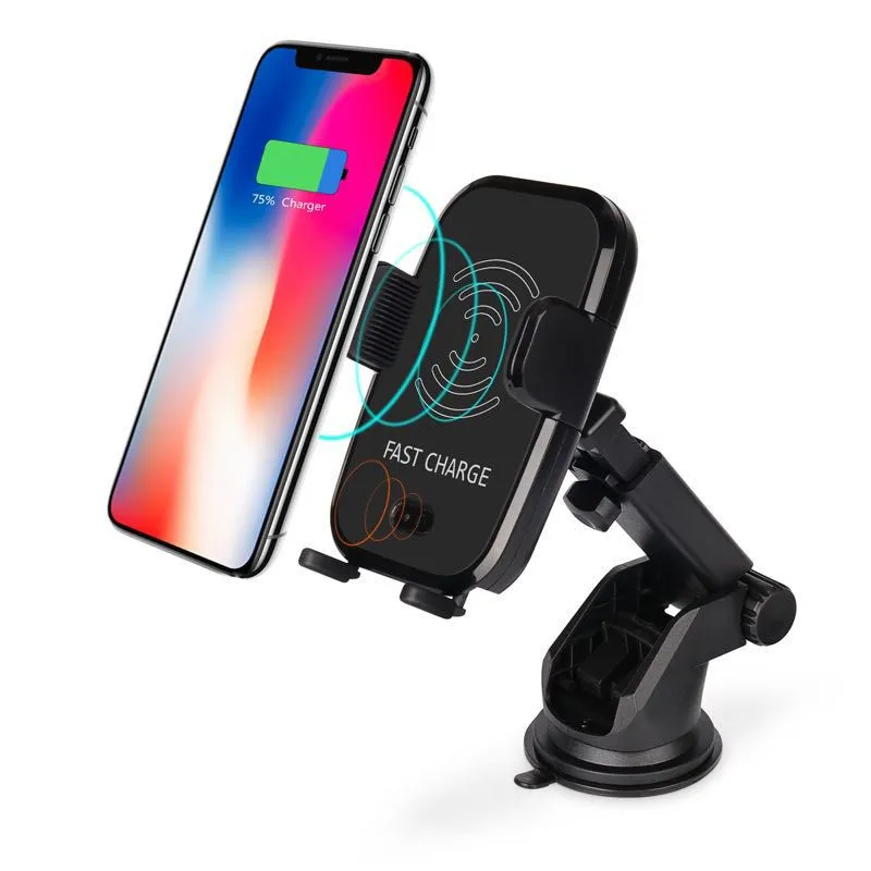 Infrared Auto Sensing Car Wireless Charger With Suction Cup Outlet Clip