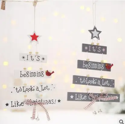 

1PC Christmas Tree Ornaments Xmas Tree Home Party Hanging Decor Letter Print Wooden Pendant Low Price