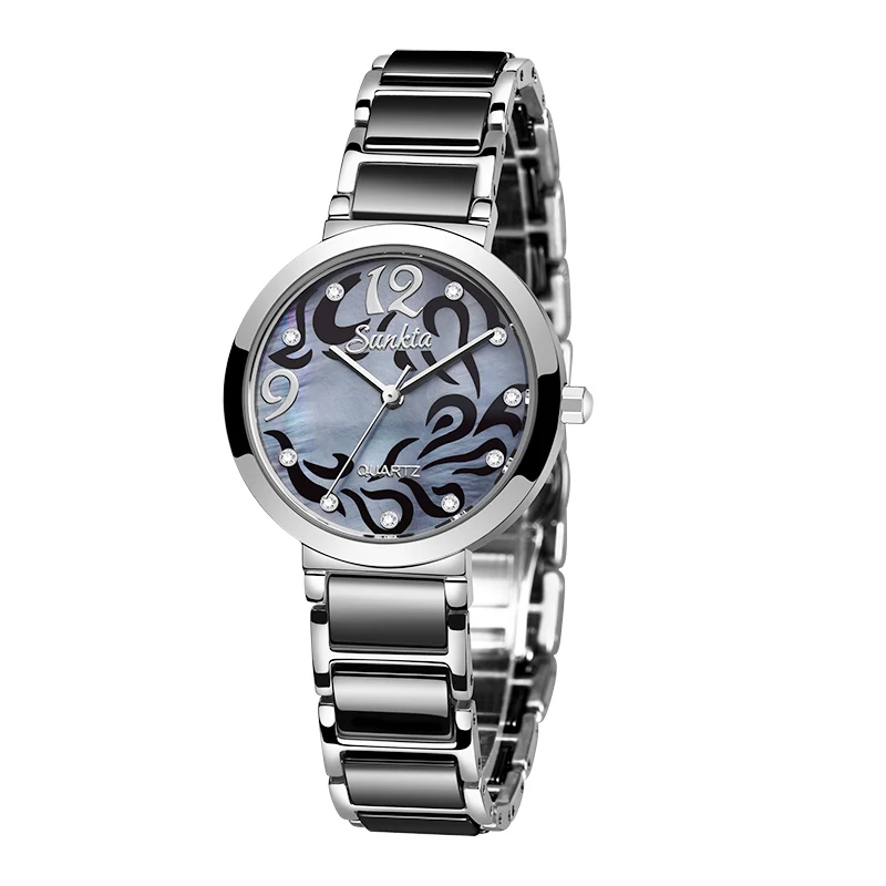 Кварцевые женские часы, водонепроницаемые, противоударные, бренд SUNKTA, женские модные повседневные часы, женское платье, браслет, часы, отправка, подарок для влюбленных+ коробка - Цвет: Silver Black