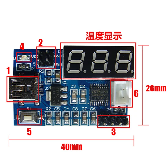 NTC temperature measurement development board with sensor STM8S003F3 | Инструменты