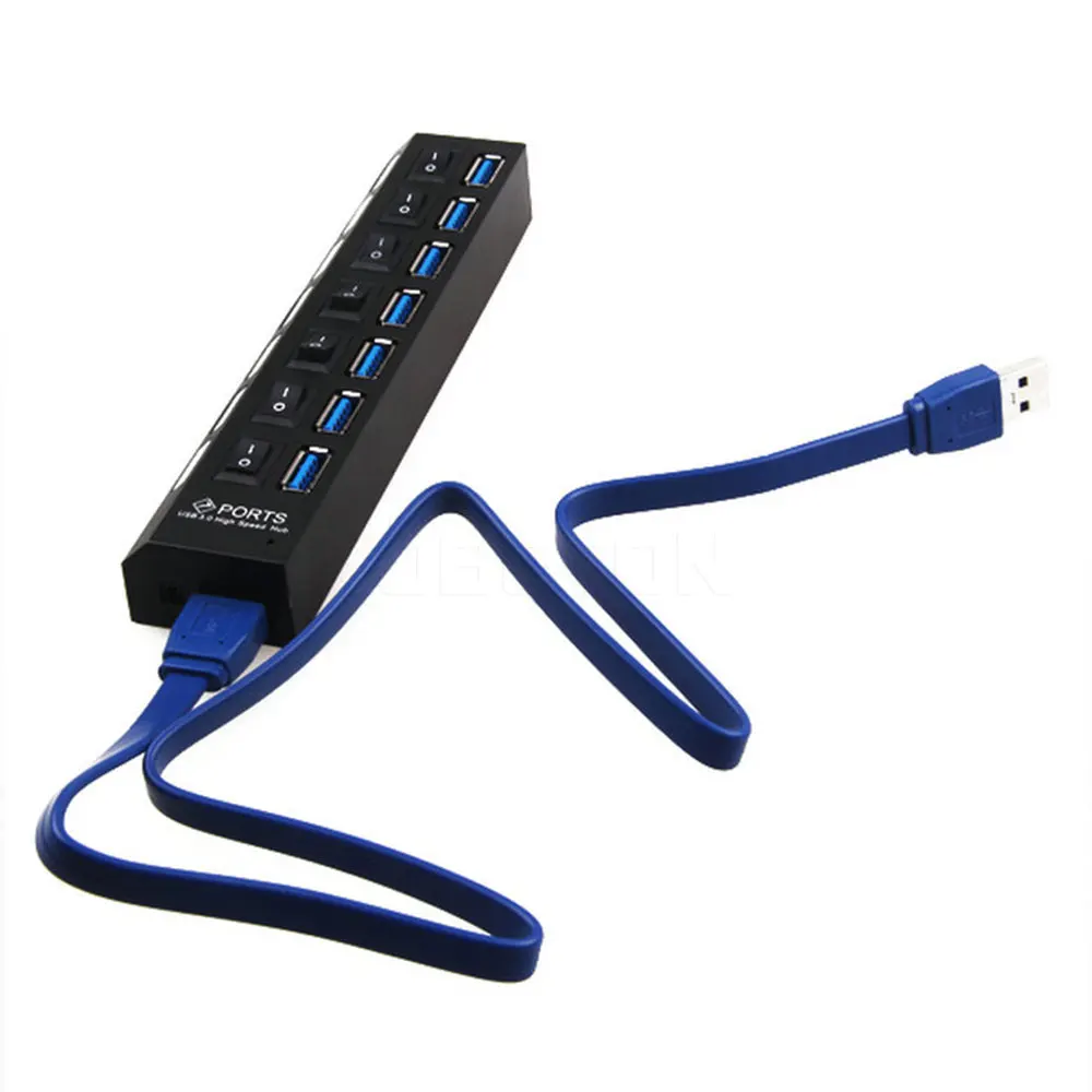 kebidumei 7 PORT HUB USB 3.0 HUB High Speed Power Cable Adapter USB Hub With Power on/off Switch