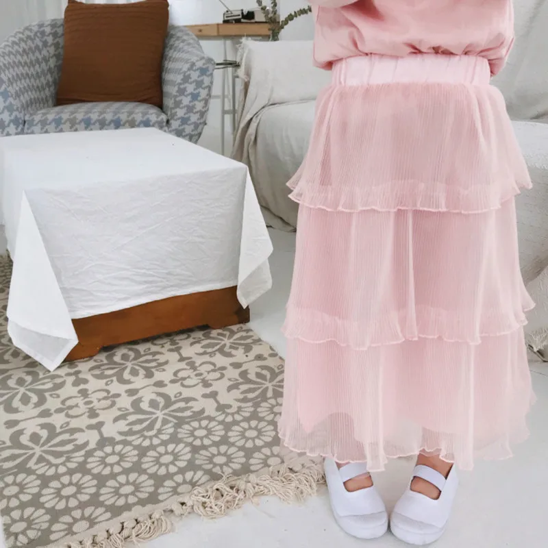 

DFXD 2019 Spring Fluffy Soft Tulle Girls Tutu Skirt Pettiskirt Princess Long Girls Skirts for 2-7Y Kids Mesh Ball Gown Skirt