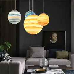 Nordic подвесные светильники творческая личность планетарный огни простой Луна солнце земли детская комната акрил светодио дный
