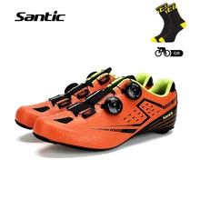 Santic Mens Cycling Road Shoes with Carbon Fiber Sole Light Bike Shoes Bicycle Shoes Breathable Annular Alignment SIZE EUR 39-45