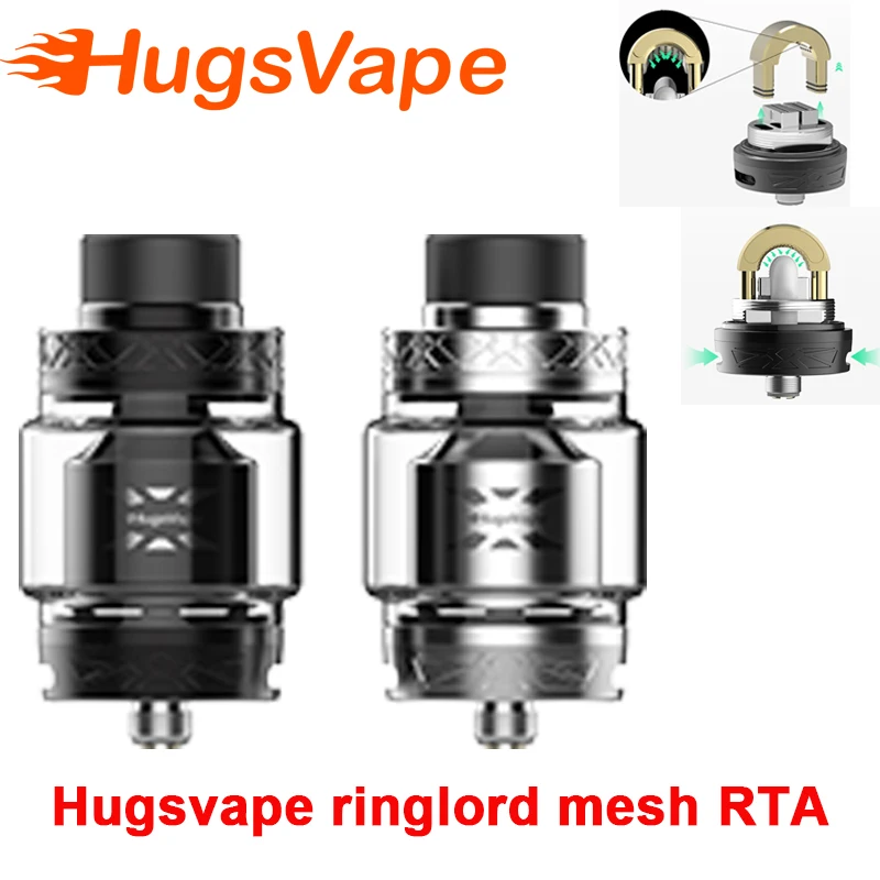 

Newest E Cigarette Hugsvape ringlord mesh tank 2ml/5ml & adjustable sede airflow with mesh Coil vape atomizer RTA vs zeus x