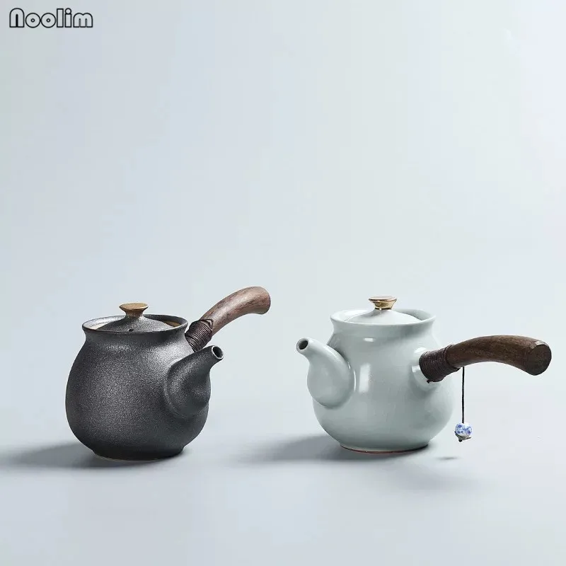 NOOLIM Новое поступление керамика японский стиль чайник винтажный чайный набор кунг-фу эбеновая деревянная ручка чайник для заварки чайник экологичный