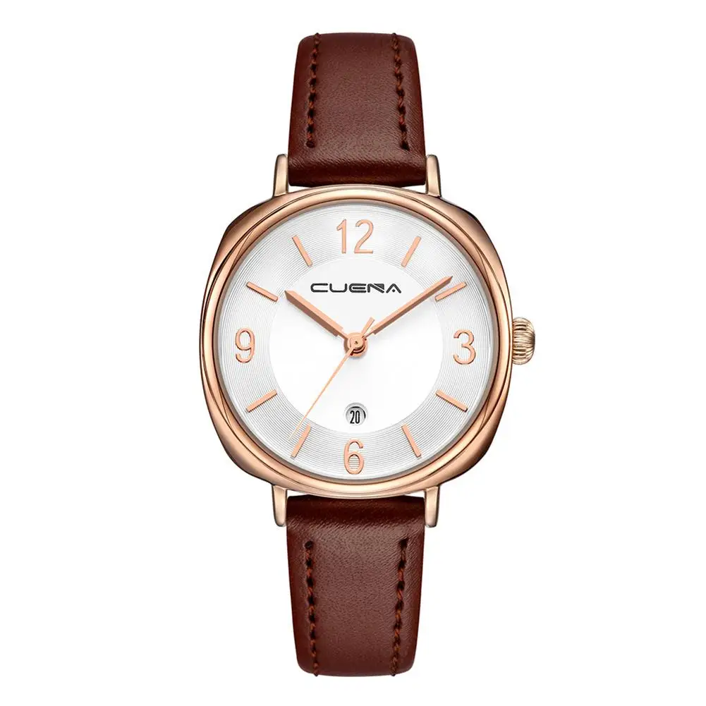 

2019 Women's Fashion Genuine Leather Band Quartz Analog Calendar Wrist Watch Gift