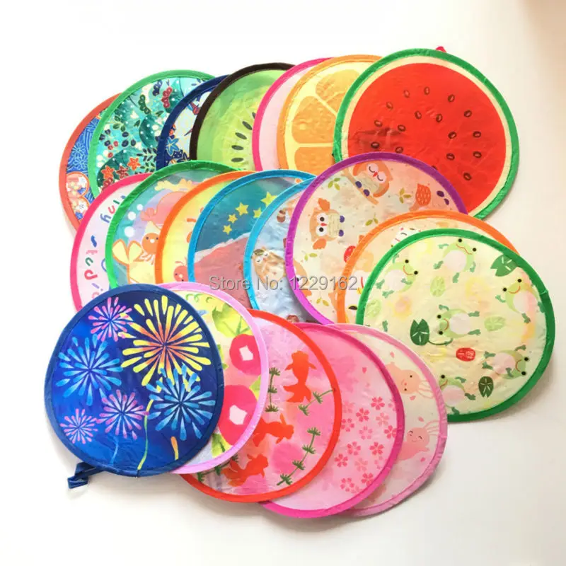 

Free shipping (6pcs/lot)Various Nylon Portable Folding Fan for party gift Frisbee Fan cool summer lovely hand fan/Flying disk