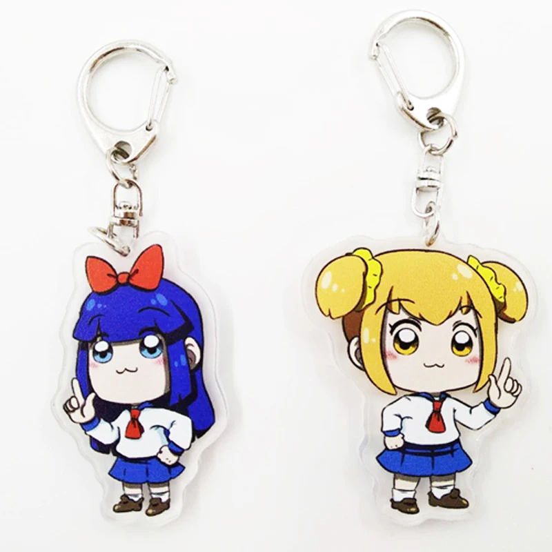 

2pcs Anime POP TEAM EPIC Pop Pipi Popko Pipimi Keychains Key Ring Chains Bags Fob Charms Pendant Women Girls Jewelry Accessories