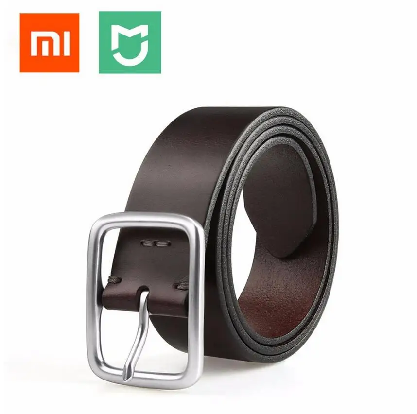 

2018 Xiaomi Mijia Qimian Leisure Cow Leather Belt Five Hole Two Color 38mm Width Man Alluminum Buckle For xiaomi smart home