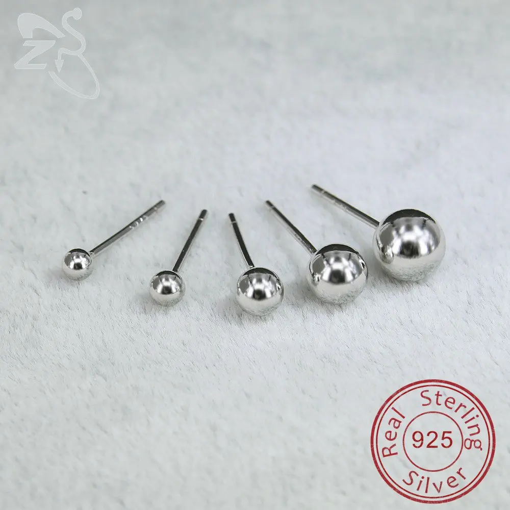 2.5-6mm Ball Stud Earrings 925 Sterling Silver High Quality Ear Studs Piercing Cartilage Small Balls Earring Body Accessories