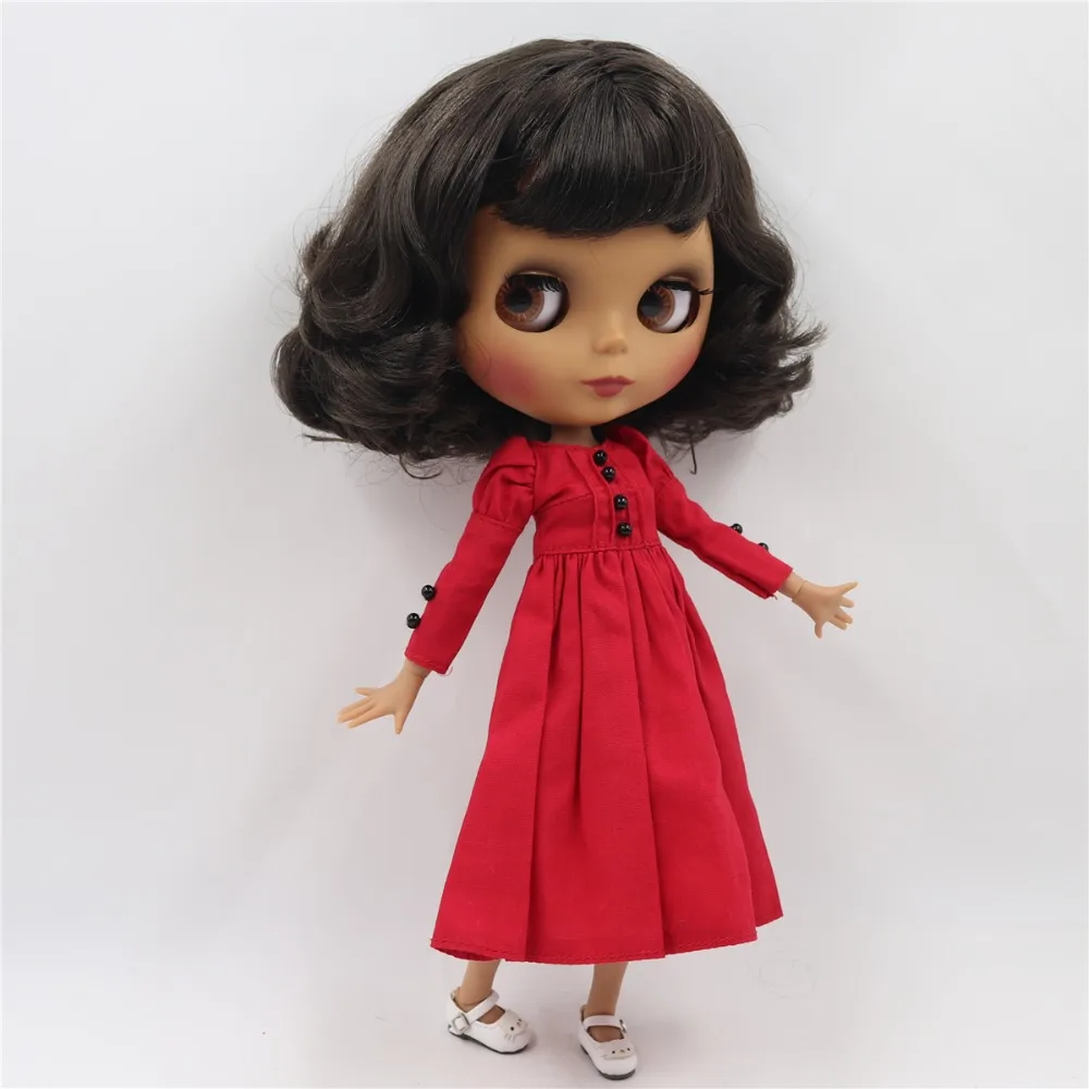 Neo Blythe Doll with Brown Hair, Dark Skin, Matte Cute Face & Factory Jointed Body 1