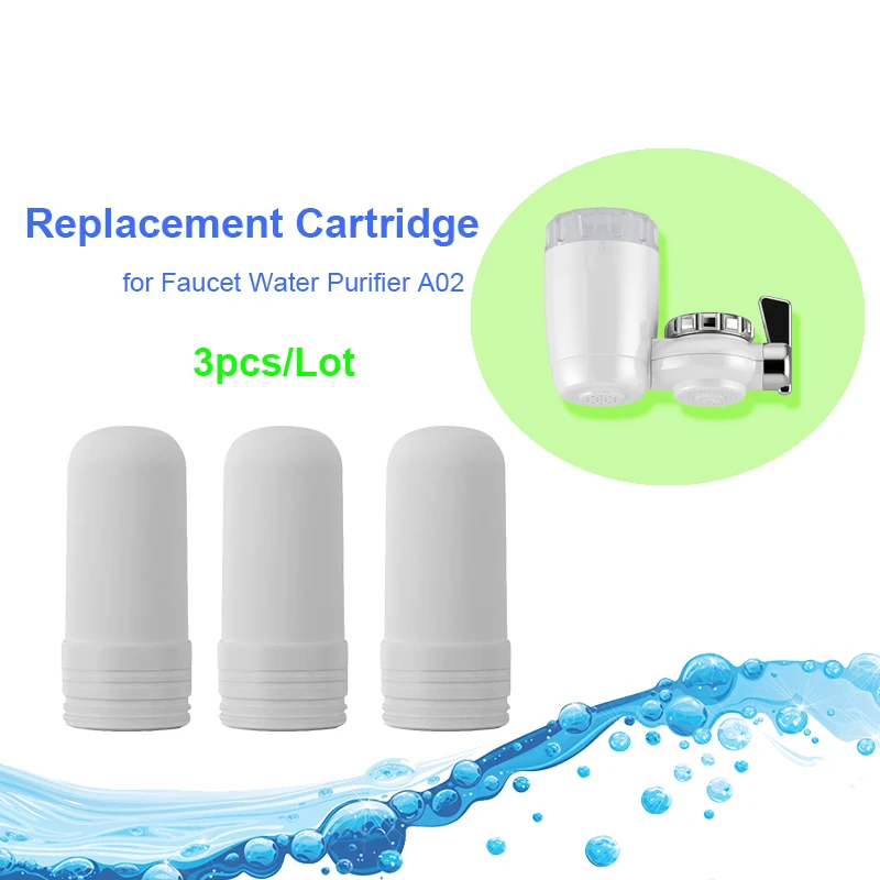 

3-Pack Mineral Ceramic Replacement Filter Cartridge for Household Tap Water Purifier Machine Faucet Water Filter System