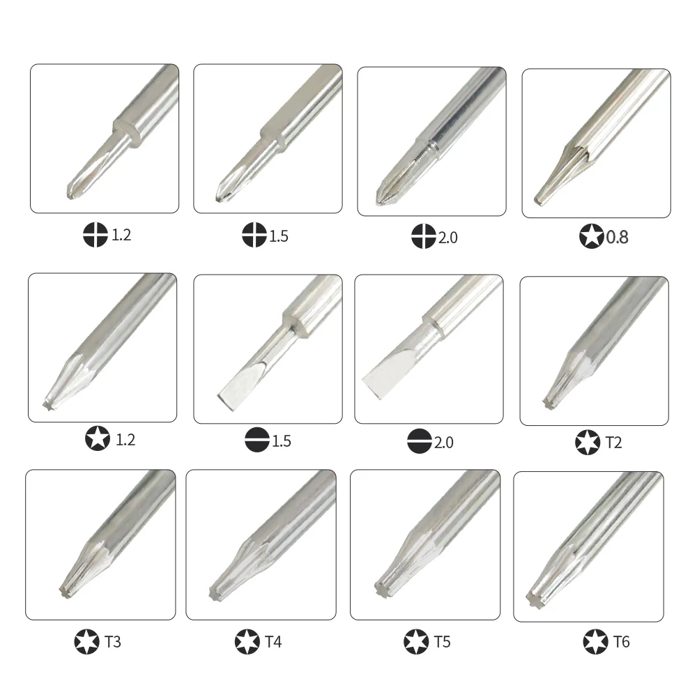 Screwdrivers 8pcs T2 T3 T4 T5 T6 Torx Phillps 2.0 Slotted Pentalobe 0.8 Screwdriver Set Opening Tool for Cell Phone Screwdriver (2)