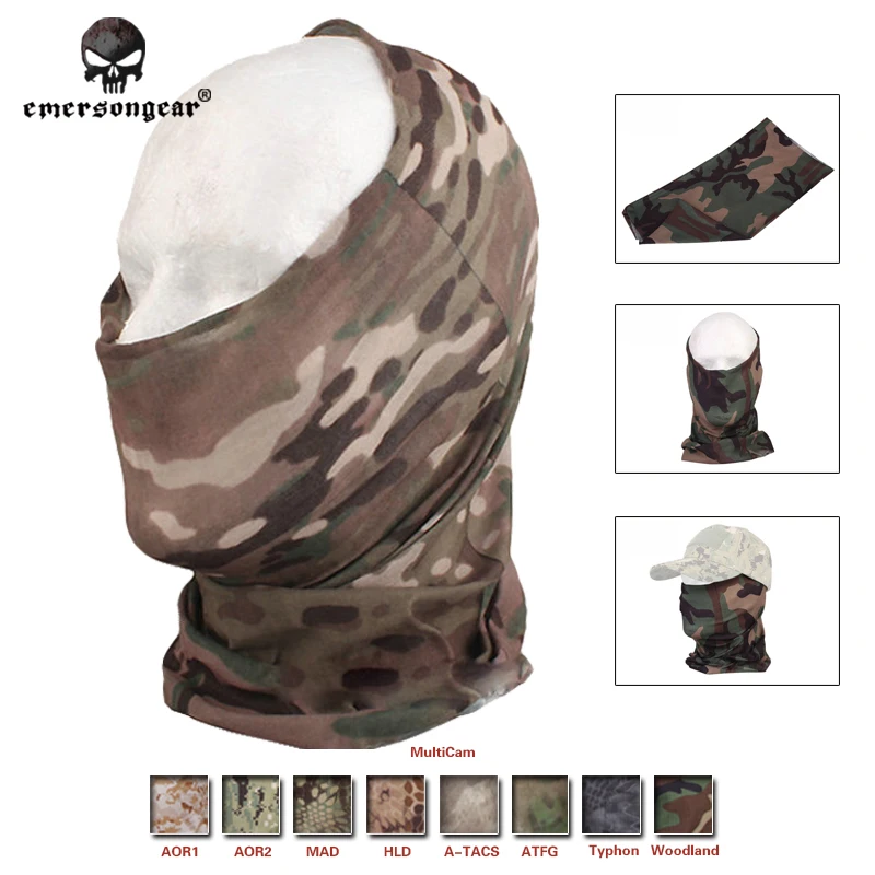 

Emersongear Fast Dry Multi-functional Hood Mask Airsoft Hunting Scarf Emerson Camouflage Veil Mesh Scarves EM6628 Multicam
