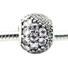 Аутентичные стерлингового серебра 925 Зачарованные проложить прозрачные бусины из циркона Шарм для изготовления ювелирных изделий Подходит оригинальные Подвески Браслет продвижение