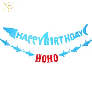 

Nicro Felt Cloth Happy Birthday Creative Shark Design Garland Child Kids Home Decoration Party DIY New Decor #PG39