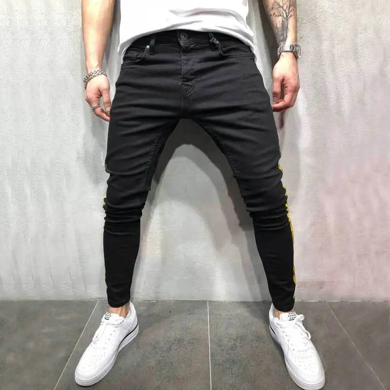 Новые модные уличные мужские джинсы винтажные черные обтягивающие мужские рваные джинсы сломанные Homme хип хоп джинсовые брюки