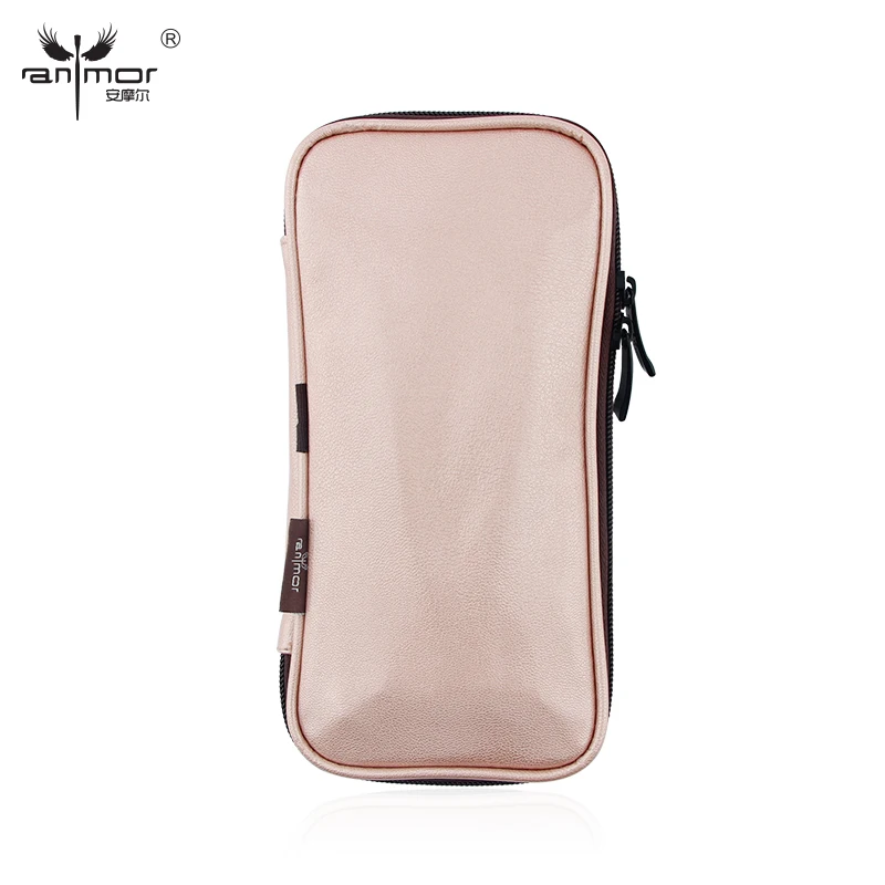 

2019 Anmor Professional Makeup Brushes Bag Holder Beauty Pink PU Leather Top Cosmetic Brushes Storage Case Pinceaux Maquillage