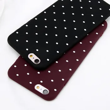 USLION Wine Red Ploka Dots Phone Case For iPhone 6 6s Plus XS Max Wave Point Cover Soft TPU Case For iPhone XR X 8 7 Plus 5 S SE