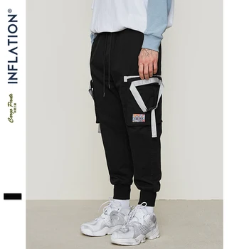

INFLATION Side Tape Design Leggings Pants High Street Hip hop Cargo Pants Skateboards Streetwear Elastic Waist Trousers 9323S