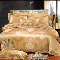 Lace Jacquard Bedding Sets Luxury Gold/White/Gray Satin Duvet Cover Queen King Size 4/6pcs Bedclothes Bed Sheet Pillowcases