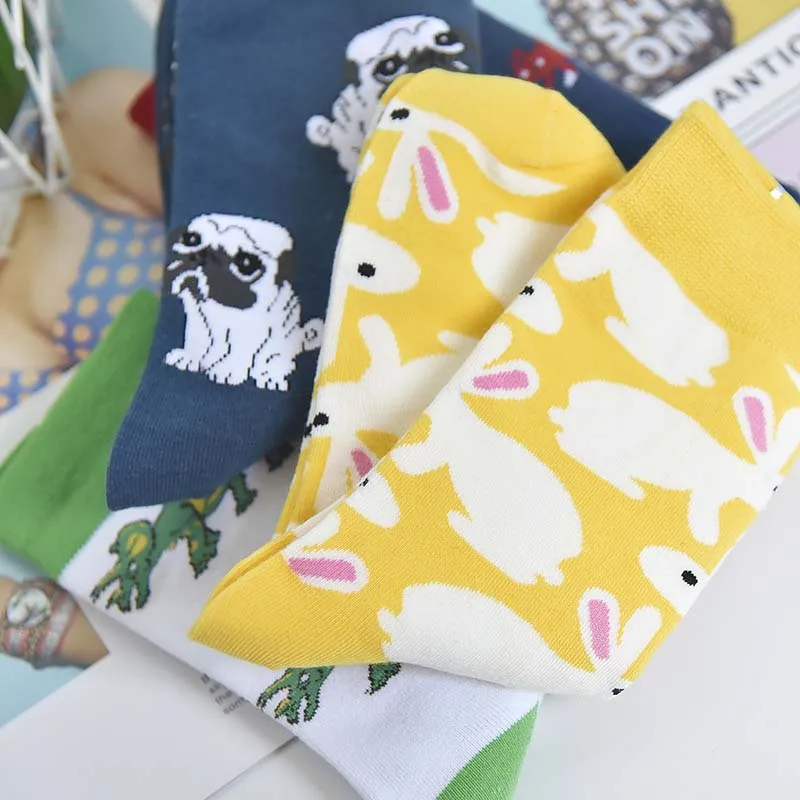 COSPLACOOL Harajuku забавные носки для животных креативные японские милые Носки с рисунком мопса кролика женские теплые новые милые женские носки