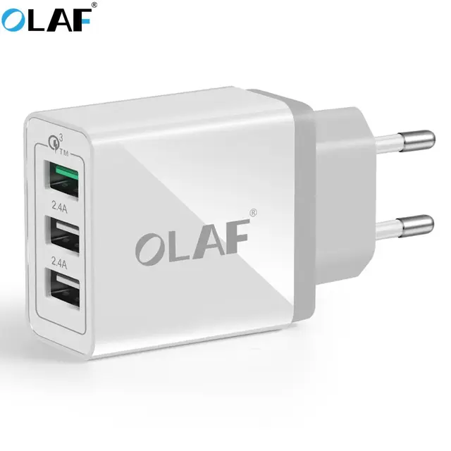 Best Offers OLAF 3 Ports Quick Charger QC 3.0 30W USB Charger For iphone 7 8 ipad Samsung S8 Huawei Xiaomi Fast Charger QC3.0 EU/US Plug