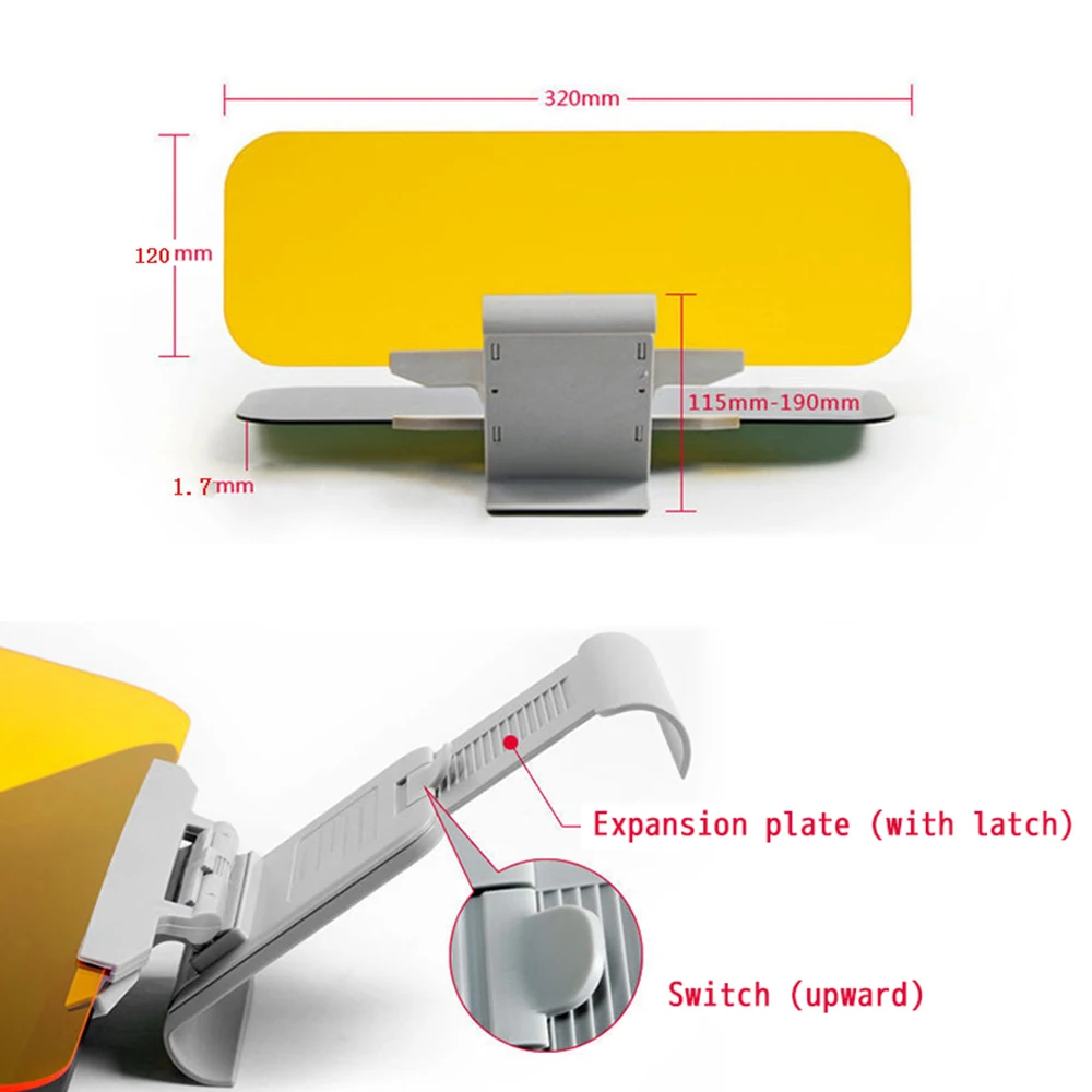 Автомобильный солнцезащитный козырек 2 в 1, ослепительный козырек для ночного видения, солнцезащитный козырек с защитой от УФ-лучей, солнцезащитный козырек, зеркало для вождения, прозрачный вид