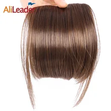 AliLeader Fake Fringe Bangs Clip Ons 6 Inch Short Straight Front Neat Wedding Synthetic Hair Pieces Bangs For Women