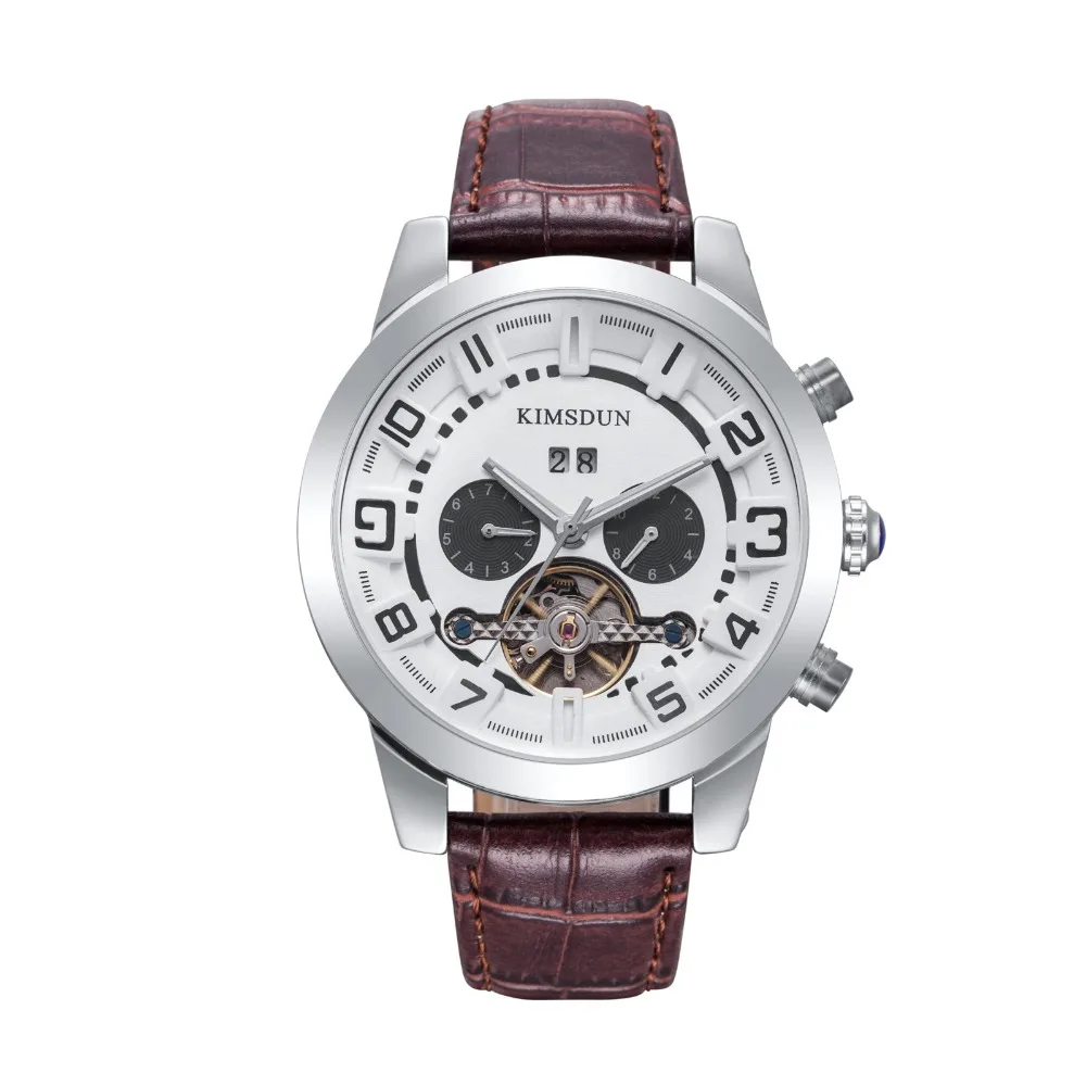 

Men New Tourbillon Automatic Mechanical Watch Luxury Fashion & Casual Brand Leather Man Week Gold Self-Wind Watches