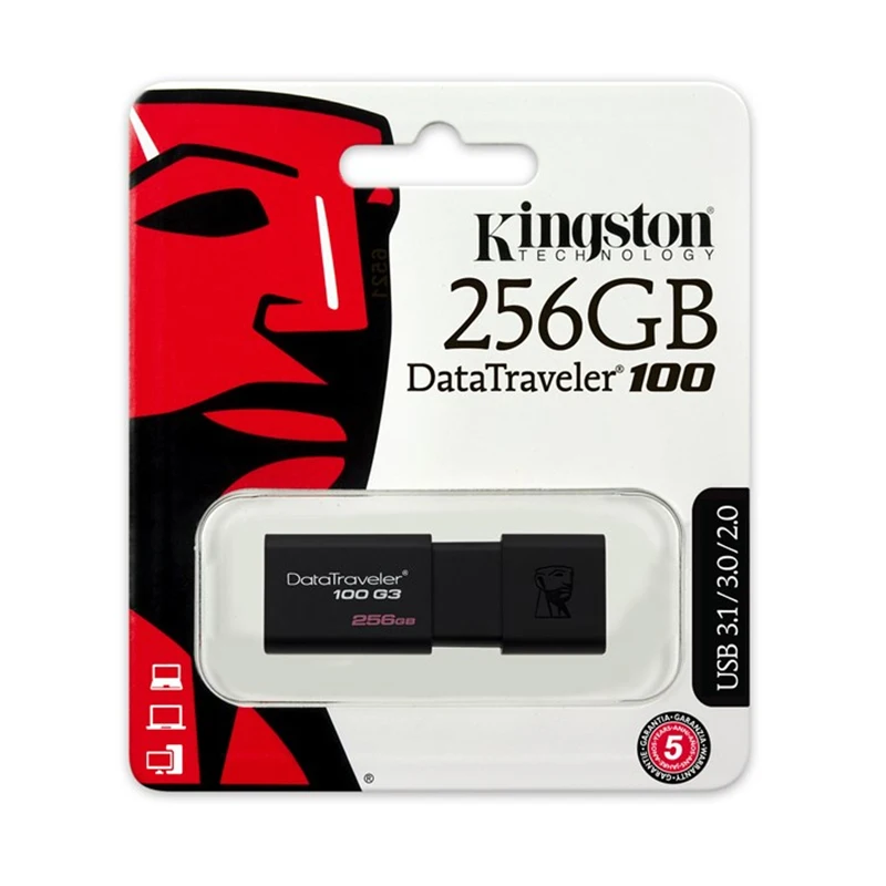 

Kingston Technology DataTraveler 100 G3, 256 GB, 3.0 (3.1 Gen 1), USB Type-A connector, 130 MB/s, Slide, Black