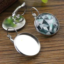 Не выцветает) 20 мм 10 шт нержавеющая сталь Французский рычаг назад серьги пустой/основание, подходит 20 мм Стеклянные Кабошоны, пуговицы;(L5-19