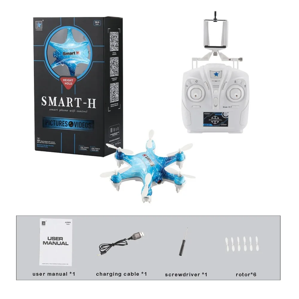 

Cheerson CX-37-TX Mini 2.4G RC Hexacopter Drone with Transmitter, Wifi FPV 0.3MP Camera, LED Lights, Automatical High-hold RTF